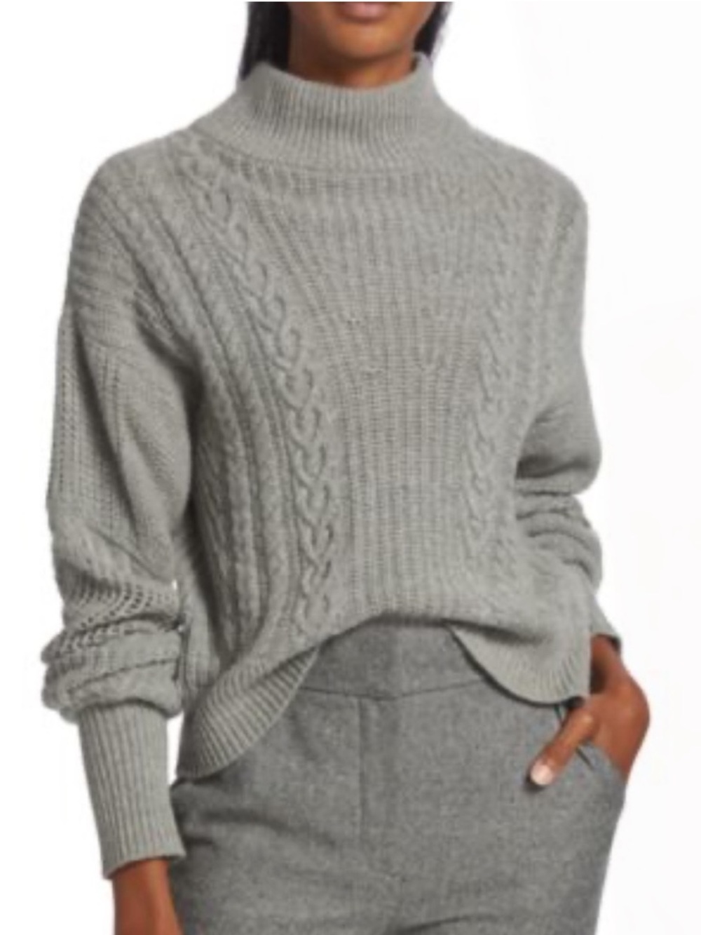 VERONICA BEARD Bertilda Wool Sweater in Grey Melange size XL Excellent